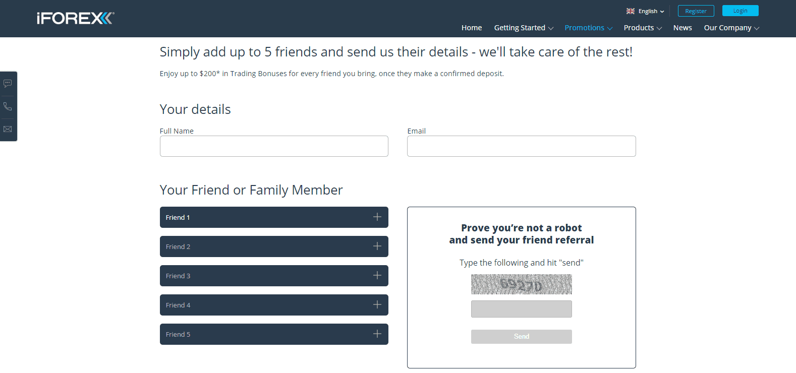 iForex Review refer a friend info